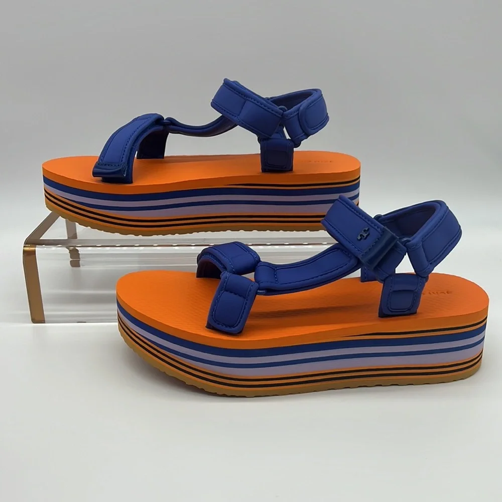 Tory Burch NWB Sport EVA STRAPPY SANDAL Perfect Navy / Chipotle Spice